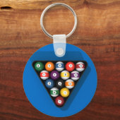 Pool Balls on Blue Felt Billiards Table: Sleutelhanger (Voorkant)