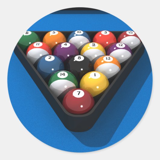 Pool Balls on Blue Felt: Ronde Sticker (Voorkant)