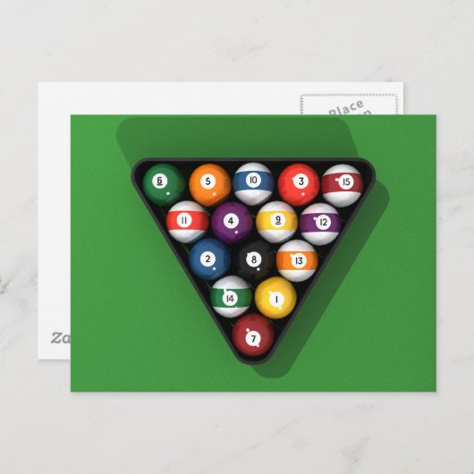 Pool Balls on Green Felt Billiards Table: Briefkaart (Voorkant / Achterkant)