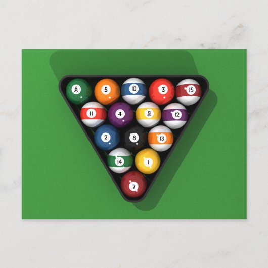 Pool Balls on Green Felt Billiards Table: Briefkaart (Voorkant)