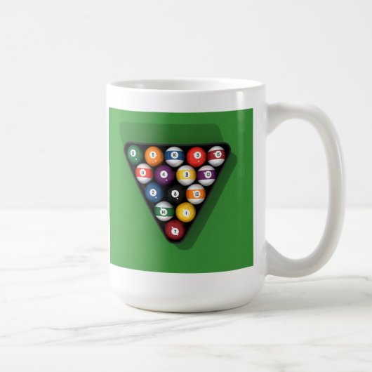 Pool Balls on Green Felt Billiards Table: Koffiemok (Rechts)