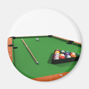Pool Balls on Green Felt Billiards Table: Magneet