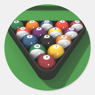 Pool Balls on Green Felt: Ronde Sticker