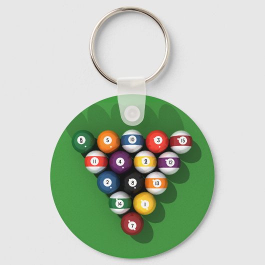 Pool Balls on Green Felt: Sleutelhanger (Voorkant)
