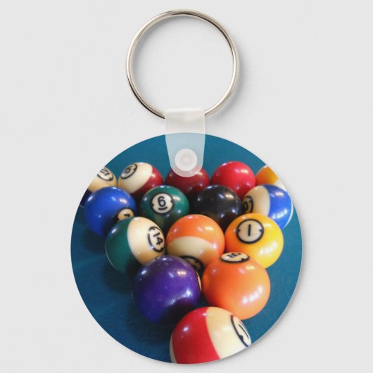 Pool Balls op tafel getikt Sleutelhanger (Voorkant)