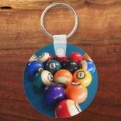 Pool Balls op tafel getikt Sleutelhanger (Voorkant)