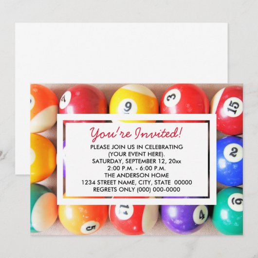 Pool Balls-uitvindingen Kaart (Voorkant / Achterkant)