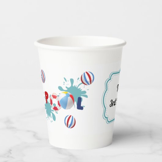 Pool Beach Ball Party gepersonaliseerde papieren b Papieren Bekers (Voorkant)