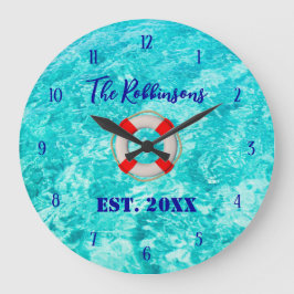 Pool Beach Lifesaver personalized Large Clock Grote Klok