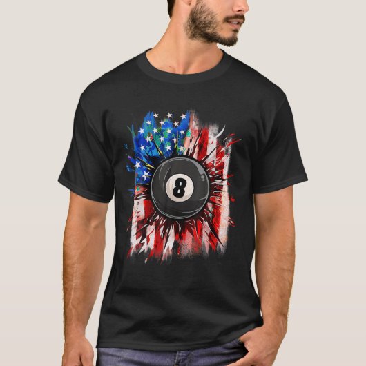 Pool Biljart 4 van juli Mannen USA Amerikaanse vla T-shirt (Voorkant)