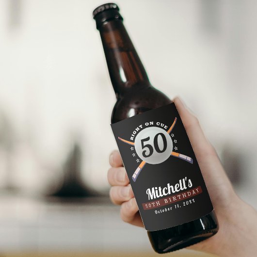 Pool Biljart 50ste Verjaardag Party Zwart Bier Etiket
