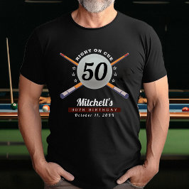 Pool Biljart 50ste Verjaardag Party Zwart T-shirt