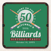 Pool Biljart 50ste verjaardagsfeestje Kartonnen Onderzetters (Voorkant)