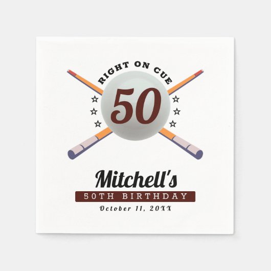 Pool Biljart 50ste verjaardagsfeestje Servet (Voorkant)