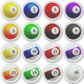 Pool biljart ballen genummerd volledige set sticker (Voorkant)