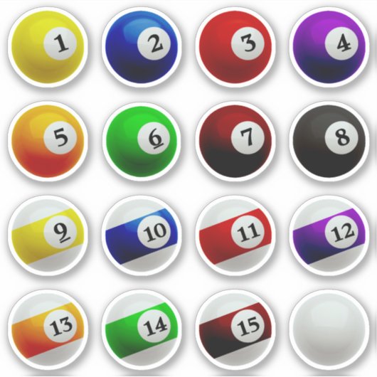 Pool Biljart Ballen Volledige Set Sticker (Voorkant)
