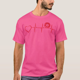 Pool biljart hartslag hart 8-ball zwembad biljart t-shirt