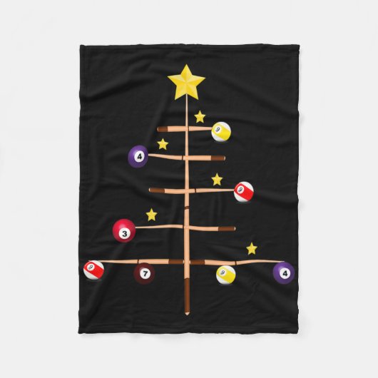 Pool Biljart LL Cue Sport Kerstboom Fleece Deken (Voorkant)