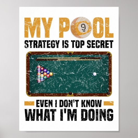 Pool Biljart Snooker Cue Speler 12 Poster (Voorkant)