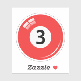 Pool/biljartbal nummer drie (3) blauw sticker