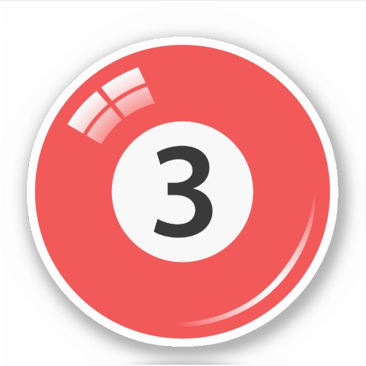 Pool/biljartbal nummer drie (3) blauw sticker (Voorkant)