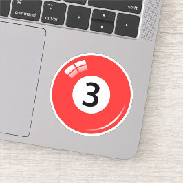Pool/biljartbal nummer drie (3) blauw sticker