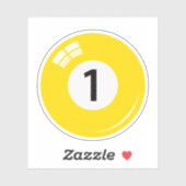 Pool/biljartbal nummer één (1) geel sticker (Vel)