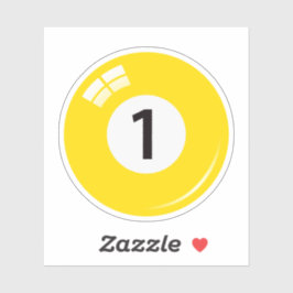 Pool/biljartbal nummer één (1) geel sticker