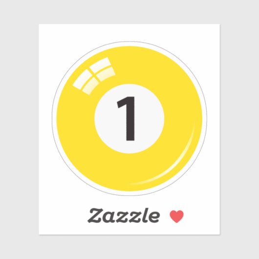 Pool/biljartbal nummer één (1) geel sticker (Vel)