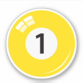 Pool/biljartbal nummer één (1) geel sticker (Voorkant)