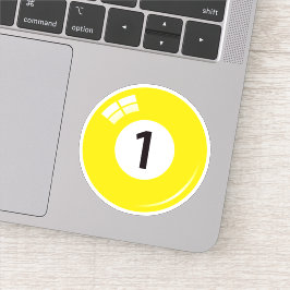 Pool/biljartbal nummer één (1) geel sticker