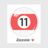 Pool/biljartbal nummer elf (11) rood wit sticker (Vel)