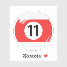 Pool/biljartbal nummer elf (11) rood wit sticker