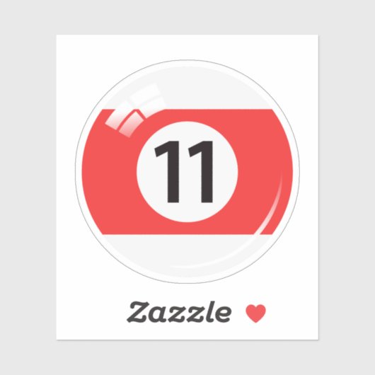 Pool/biljartbal nummer elf (11) rood wit sticker (Vel)