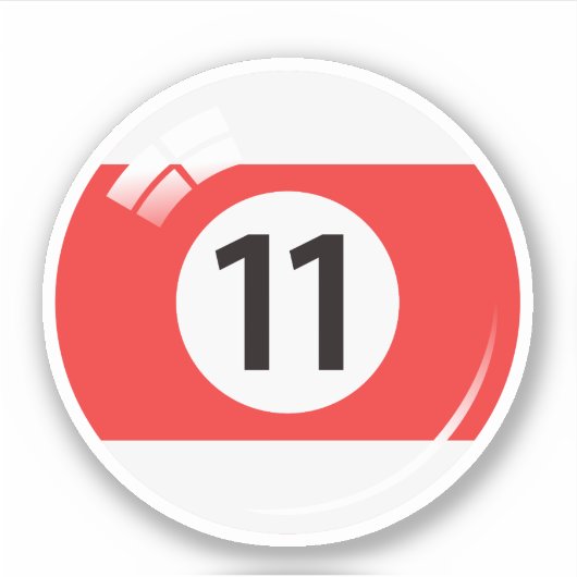 Pool/biljartbal nummer elf (11) rood wit sticker (Voorkant)