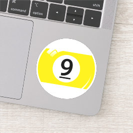 Pool/biljartbal nummer negen (9) geel wit sticker