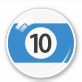 Pool/biljartbal nummer tien (10) blauw wit sticker (Voorkant)