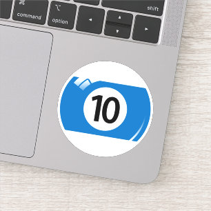 Pool/biljartbal nummer tien (10) blauw wit sticker