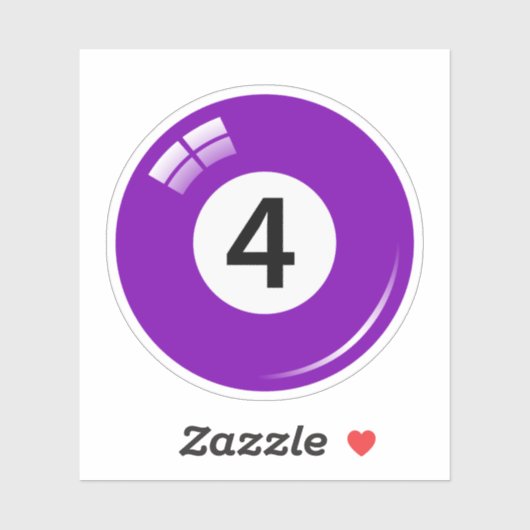 Pool/biljartbal nummer vier (4) paarse sticker (Vel)