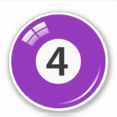 Pool/biljartbal nummer vier (4) paarse sticker (Voorkant)