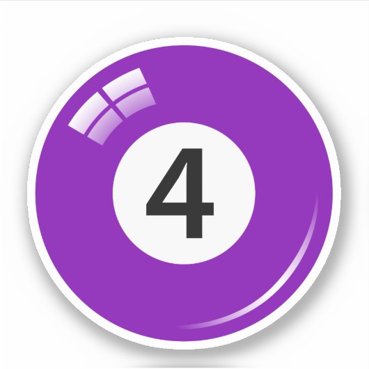 Pool/biljartbal nummer vier (4) paarse sticker (Voorkant)