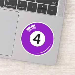 Pool/biljartbal nummer vier (4) paarse sticker