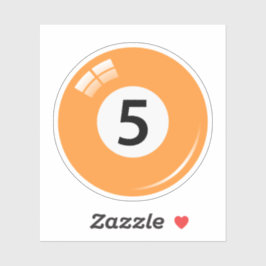 Pool/biljartbal nummer vijf (5) sinaasappel sticker