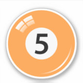 Pool/biljartbal nummer vijf (5) sinaasappel sticker (Voorkant)