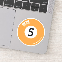 Pool/biljartbal nummer vijf (5) sinaasappel sticker