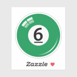 Pool/biljartbal nummer zes (6) groen sticker