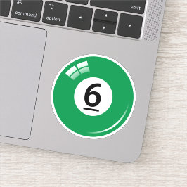 Pool/biljartbal nummer zes (6) groen sticker
