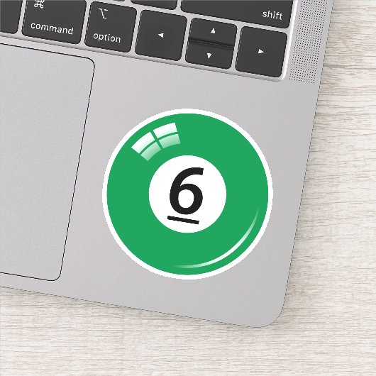 Pool/biljartbal nummer zes (6) groen sticker (Detail)
