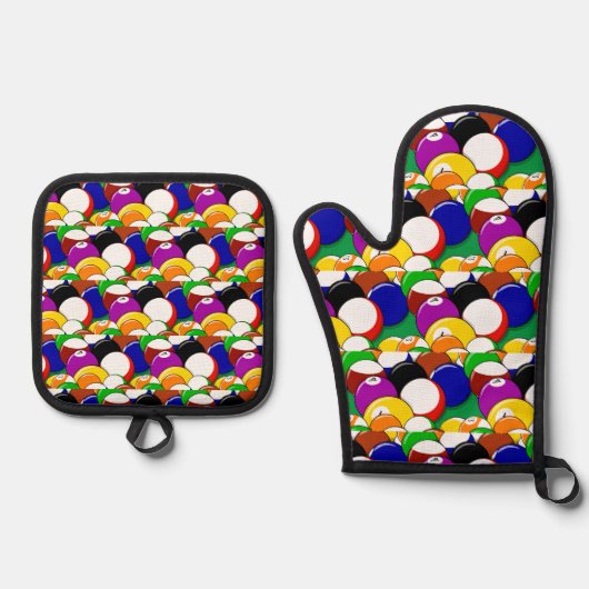 Pool Biljartballen Ontwerp Ovenwant & Pannenlap Set (Voorkant)