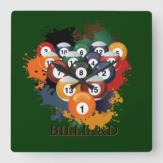 Pool Billiard Balls Wall klok (Voorkant)